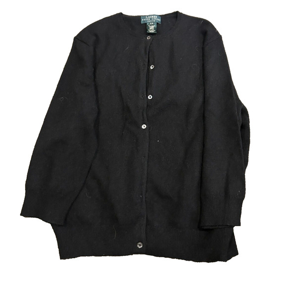 Lauren Ralph Lauren Women's Black Long Sleeve Cashmere Cardigan Sweater Size P/M - Picture 1 of 3